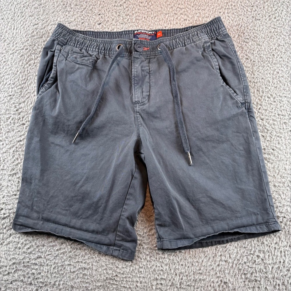 Vintage Superdry International Chino Shorts Mens 30 Navy Drawstring Adjustable